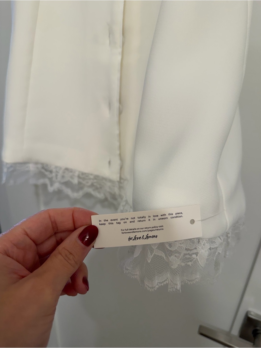 For Love And Lemons White Lace-Trim Button Mini Dress - Picture 6 of 9